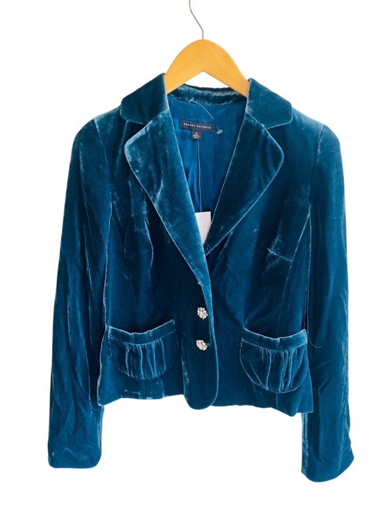 Banana Republic Jackets & Blazers - Banana Republic NWT Velvet Blue Blazer Jacket Jeweled Buttons Size 4 Whimsigoth